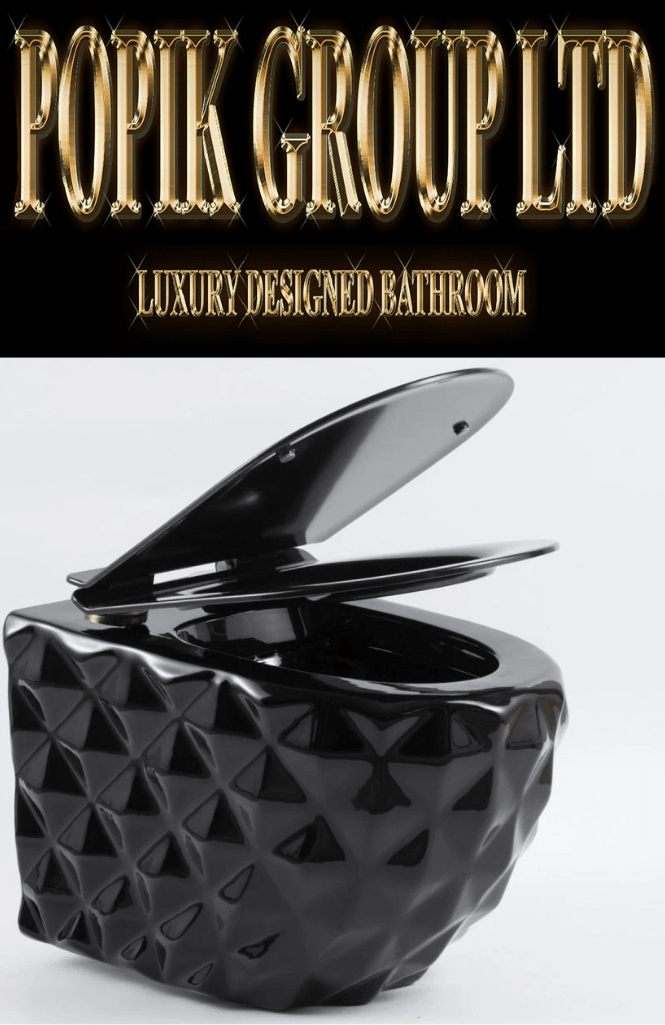 Luxury Black Diamond Wall - Hung Toilet — Designer Matte Black Ceramic Wall Mounted WC Suite - Wall - Hung Toilet - POPIKGROUP