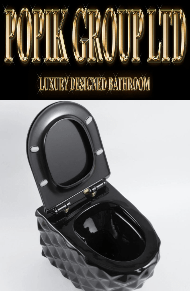 Luxury Black Diamond Wall - Hung Toilet — Designer Matte Black Ceramic Wall Mounted WC Suite - Wall - Hung Toilet - POPIKGROUP