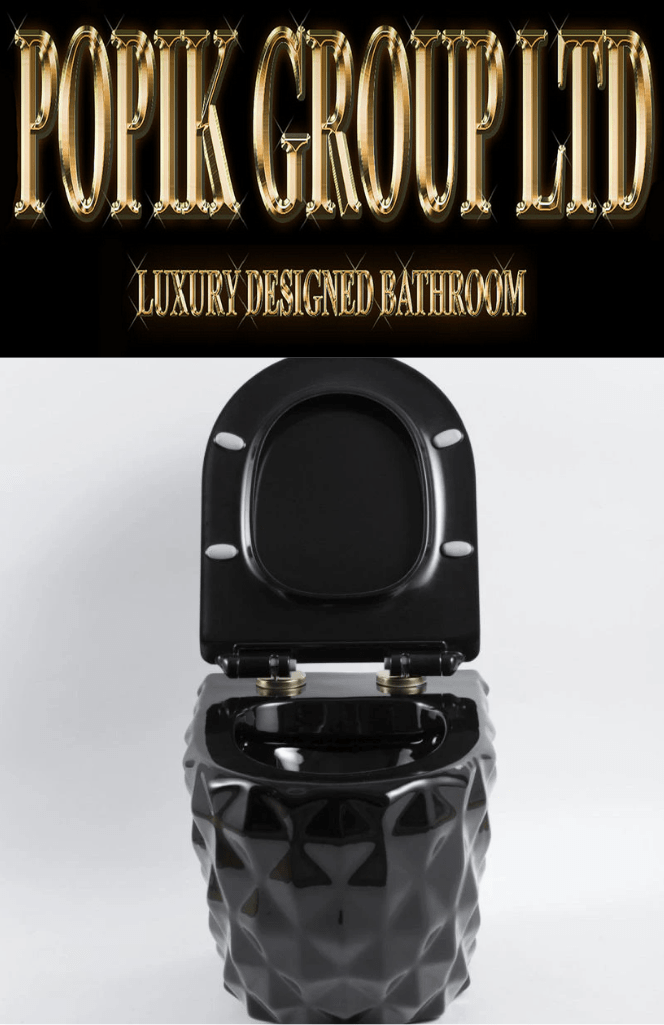 Luxury Black Diamond Wall - Hung Toilet — Designer Matte Black Ceramic Wall Mounted WC Suite - Wall - Hung Toilet - POPIKGROUP