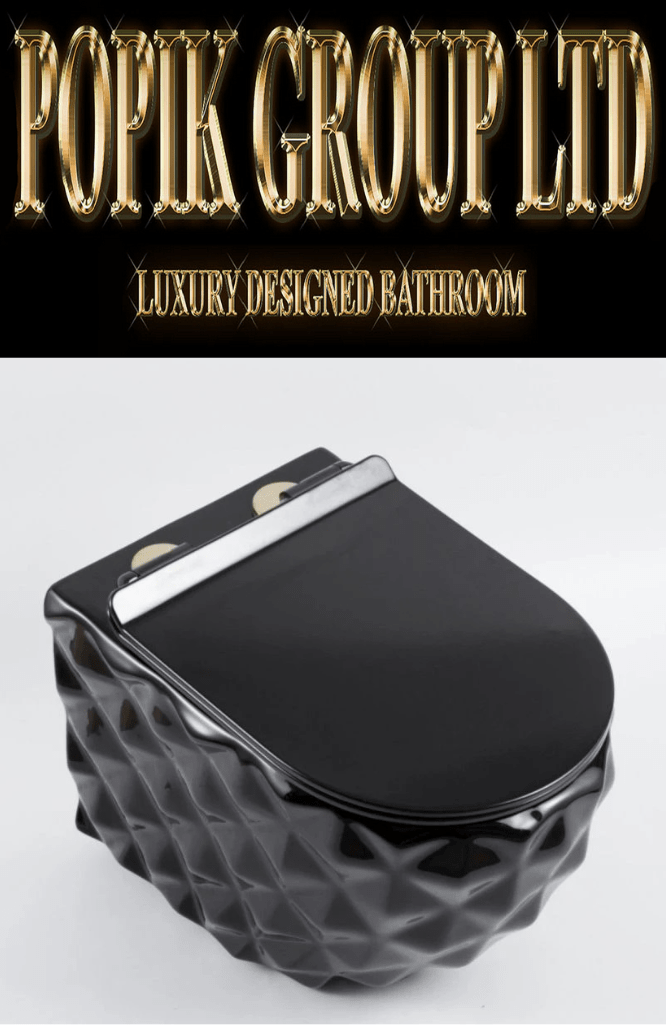 Luxury Black Diamond Wall - Hung Toilet — Designer Matte Black Ceramic Wall Mounted WC Suite - Wall - Hung Toilet - POPIKGROUP
