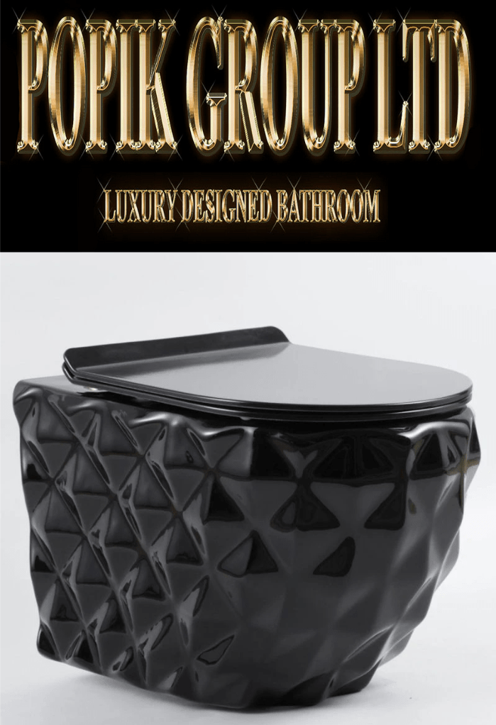 Luxury Black Diamond Wall - Hung Toilet — Designer Matte Black Ceramic Wall Mounted WC Suite - Wall - Hung Toilet - POPIKGROUP