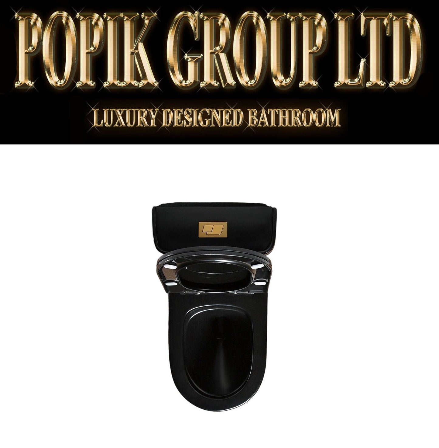 Luxury Black Toilet Gold Trim – Designer Dual Flush Bathroom Fixture - POPIKGROUP