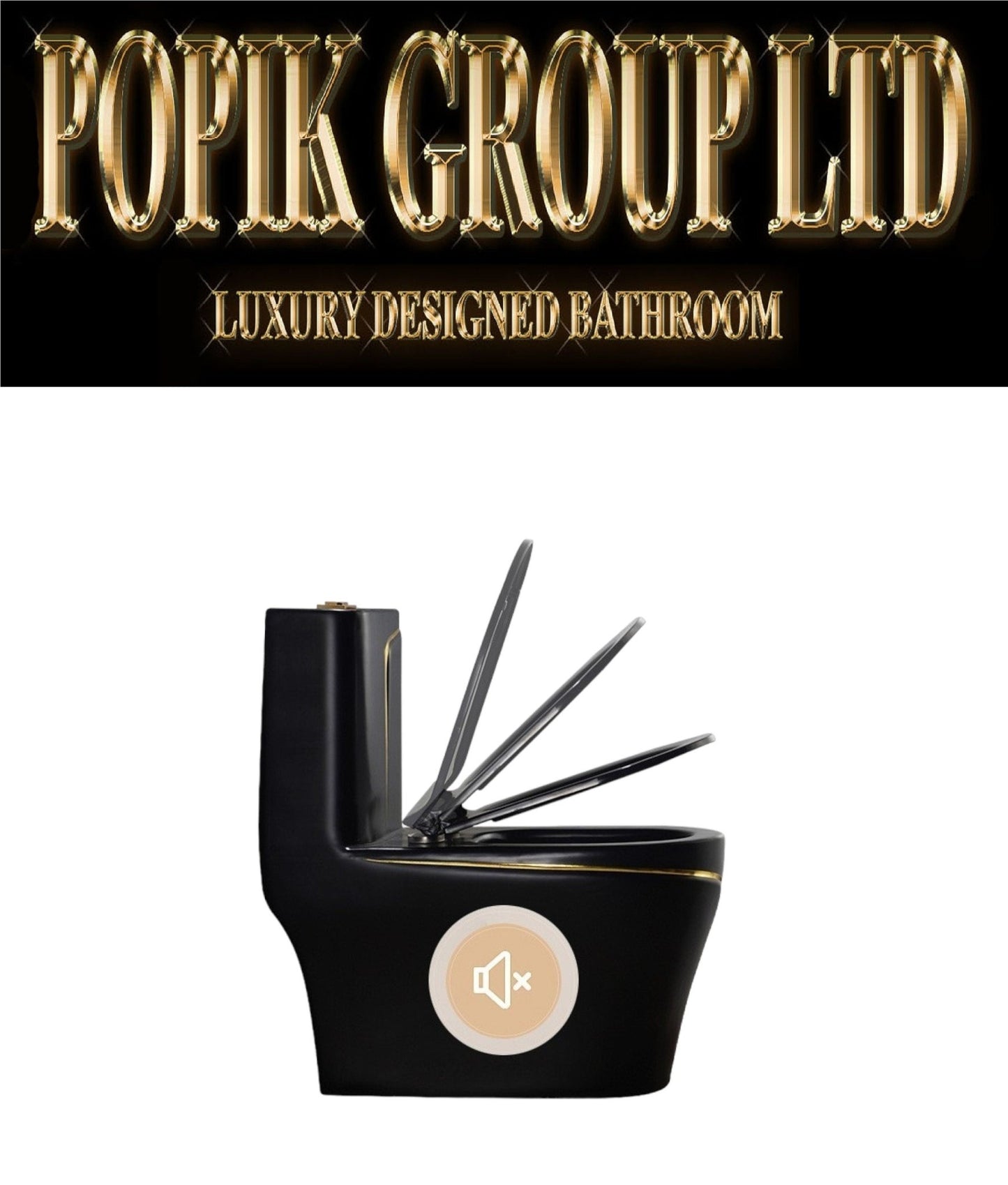 Luxury Black Toilet Gold Trim – Designer Dual Flush Bathroom Fixture - POPIKGROUP