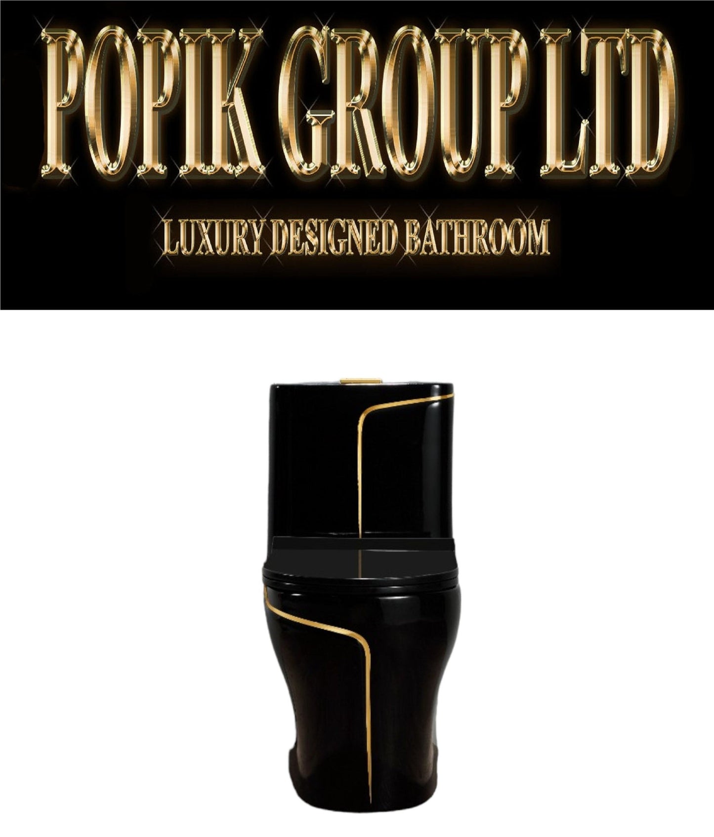 Luxury Black Toilet Gold Trim – Designer Dual Flush Bathroom Fixture - POPIKGROUP