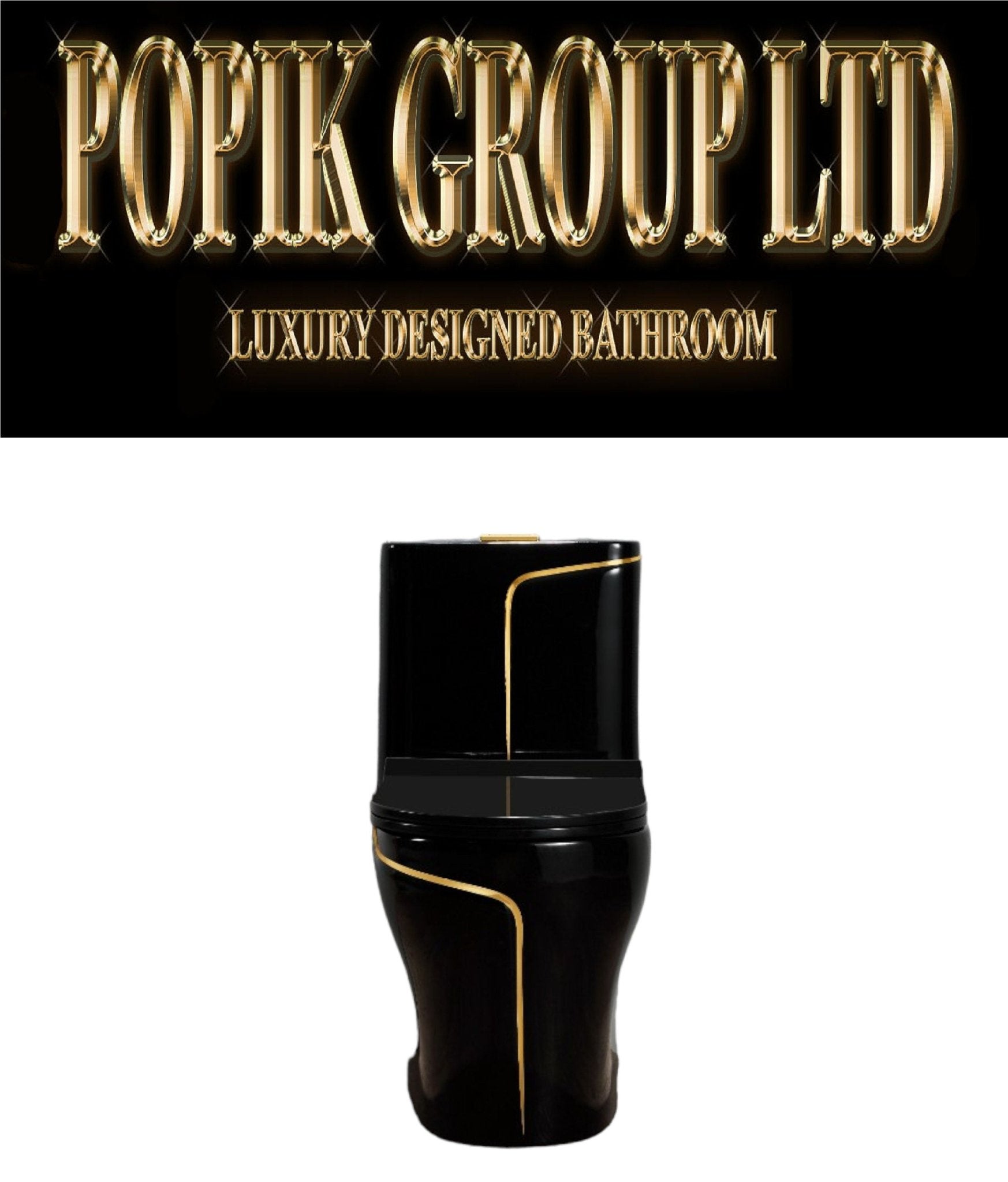 Luxury Black Toilet Gold Trim – Designer Dual Flush Bathroom Fixture - POPIKGROUP