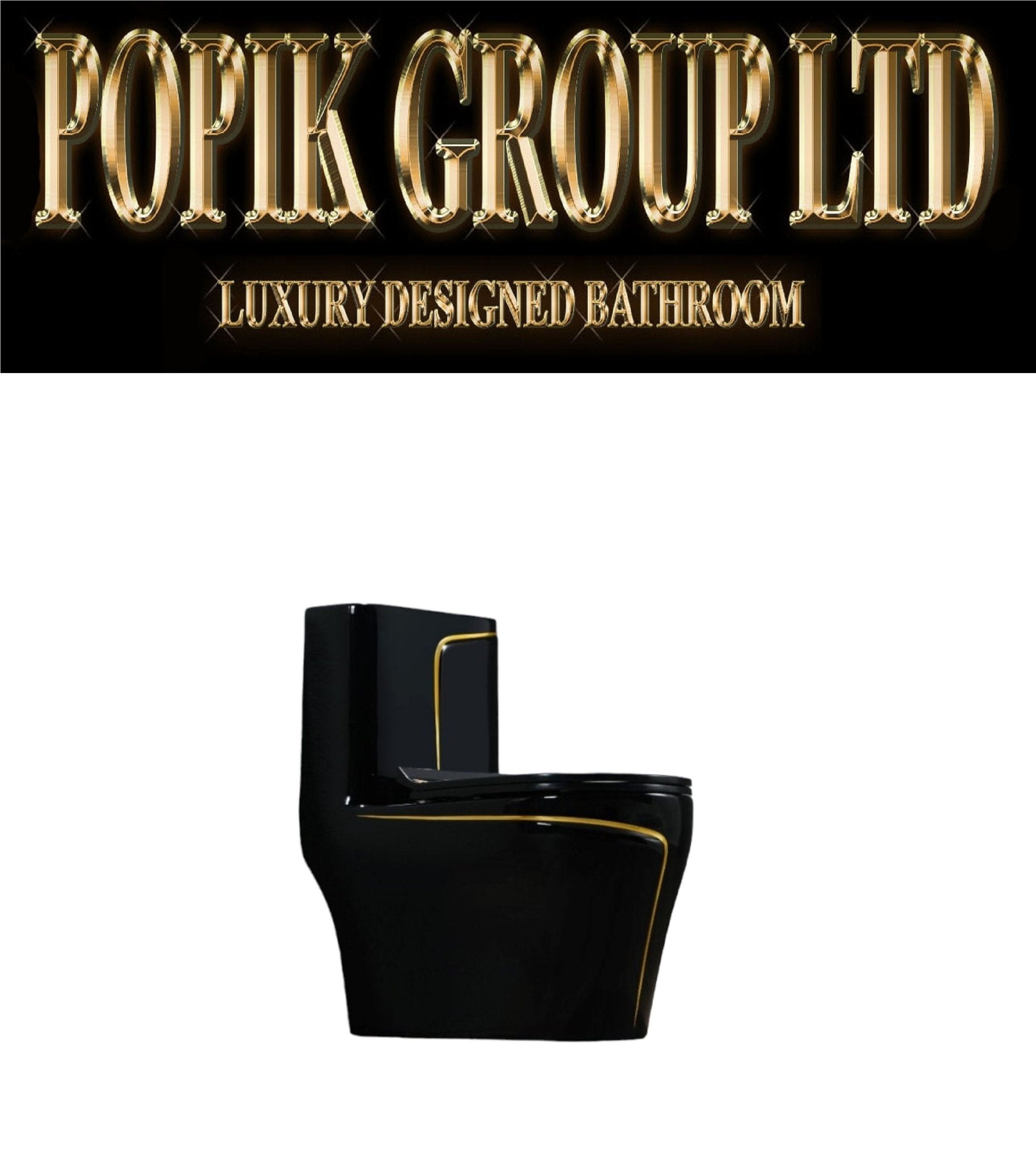 Luxury Black Toilet Gold Trim – Designer Dual Flush Bathroom Fixture - POPIKGROUP