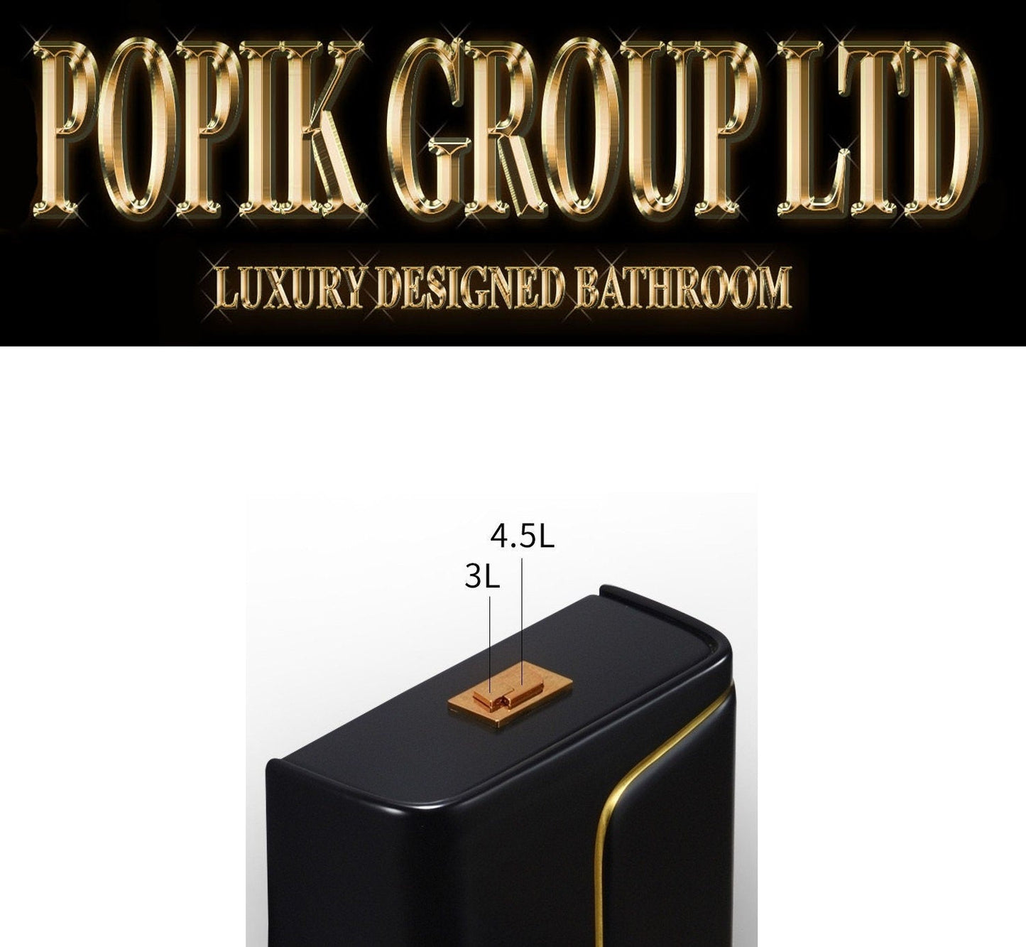 Luxury Black Toilet Gold Trim – Designer Dual Flush Bathroom Fixture - POPIKGROUP