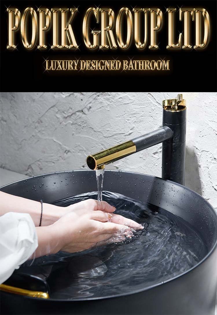 Luxury Matte Black Ceramic Vessel Sink: Round Bathroom Washbasin - POPIKGROUP
