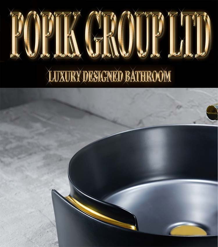 Luxury Matte Black Ceramic Vessel Sink: Round Bathroom Washbasin - POPIKGROUP