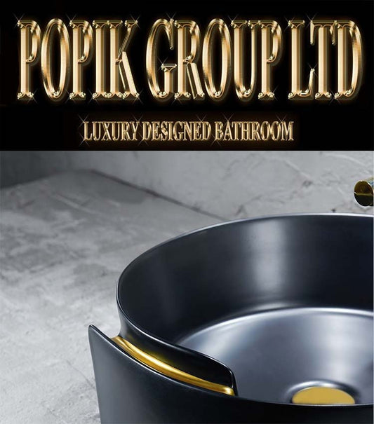 Luxury Matte Black Ceramic Vessel Sink: Round Bathroom Washbasin - POPIKGROUP