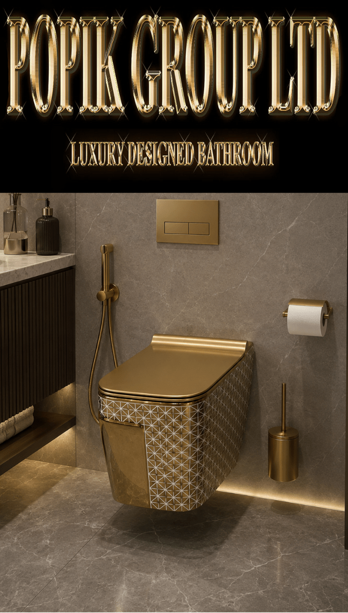 Prestige Gold Wall-Hung Toilet — Exclusive Lattice Design - Wall-Hung Toilet - POPIKGROUP