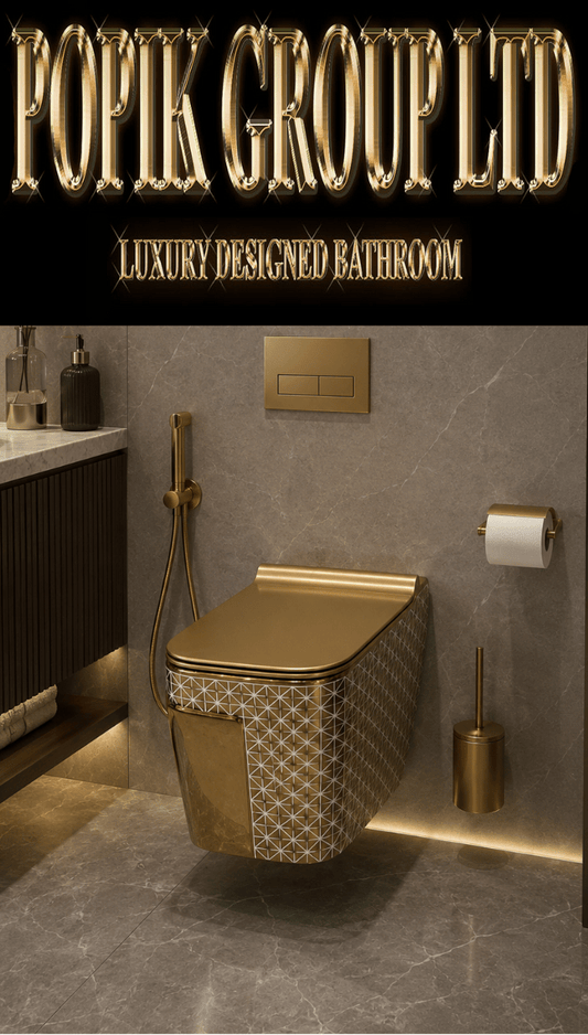 Prestige Gold Wall-Hung Toilet — Exclusive Lattice Design - Wall-Hung Toilet - POPIKGROUP